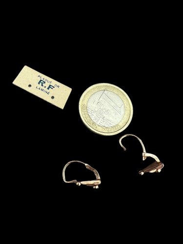 Boucles d’oreille dormeuse -1900 - plaqué or -stock neuf perles Ancienne Vintage