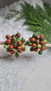 Boucles doreilles ancienne - clips pattes de verre ,bois et plastique