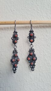 Antique Berber earrings in silver and coral