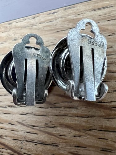 boucles d’oreilles anciennes circa 1930 argent massif perle marcassites Vintage