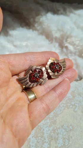 Boucles doreilles- années 40/50 - clips avec strass- bijoux Art Déco