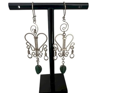 handmade earrings circa 1970 vintage hippie set with stone