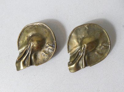 Bronze Clip Earrings CHULE Earrings signed brutalist Vintage