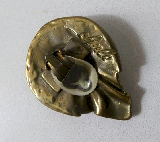 Boucles d'oreilles bronze Clips CHULE Earrings signed brutalist Vintage