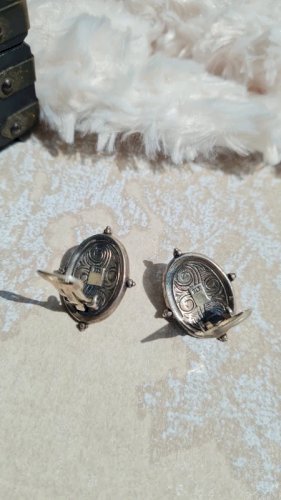 Boucles doreilles byzantines en argent avec grenats