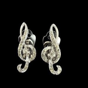 earrings circa 1950/1960 solid silver Treble Clef, Vintage music