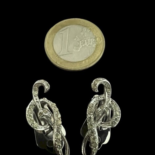 boucles d’oreilles circa 1950/1960 argent massif Clé De Sol, Vintage musique