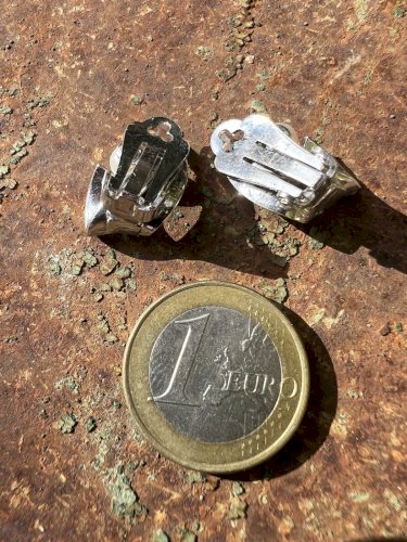 boucles d’oreilles circa 1950/1960 argent massif / perles /marcassites- Vintage