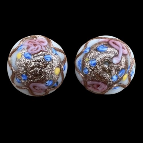 Boucles D’Oreilles Clip 1950 Murano Pâte de Verre fait Main Vintage- Retro- Chic