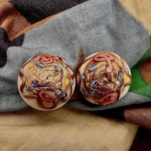 Boucles D’Oreilles Clip 1950 Murano Pâte de Verre fait Main Vintage- Retro- Chic