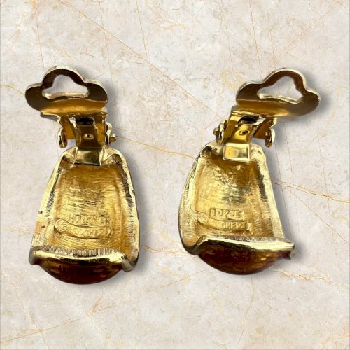 boucles d’oreilles clip 1960/70 signé Boucher -numérotées -￼vintage - Couture