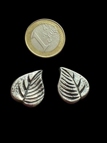 Boucles D’oreilles Clip Feuille Bronze Argentée Line Vautrin Vintage Ancien