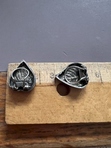 Boucles D’oreilles Clip Feuille Bronze Argentée Line Vautrin Vintage Ancien