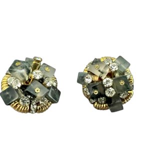 Vintage clip earrings chic elegant jasper couture around 1960 retro
