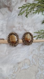 Earrings - vintage 1920s glass paste clips