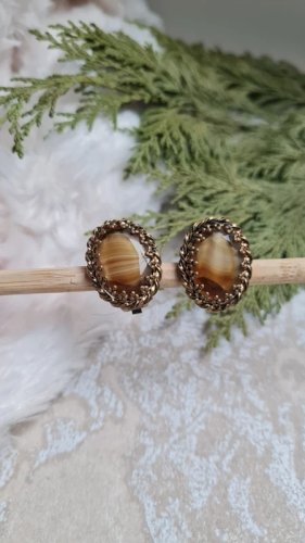 Boucles doreilles - clips anciens années 20 en pâte de verre