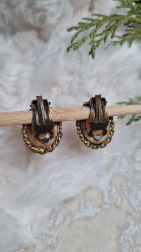 Boucles doreilles - clips anciens années 20 en pâte de verre