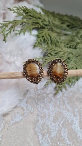 Boucles doreilles - clips anciens années 20 en pâte de verre