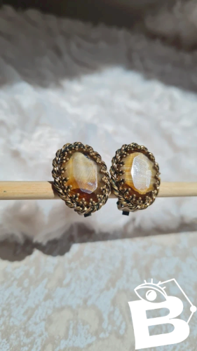 Boucles doreilles - clips anciens années 20 en pâte de verre