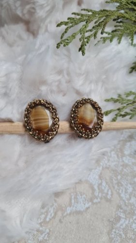 Boucles doreilles - clips anciens années 20 en pâte de verre