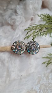 Earrings - vintage clips and aurora borealis rhinestones from the 1920s-1930s