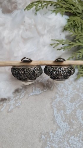 Boucles doreilles - clips anciens filigranés en métal argenté