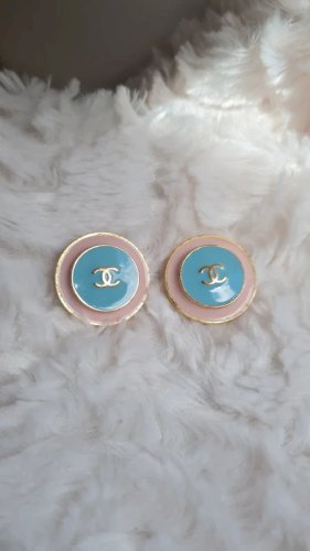 Boucles doreilles - clips Chanel 1996 Rare rose et bleu pastel