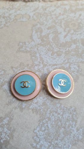 Boucles doreilles - clips Chanel 1996 Rare rose et bleu pastel