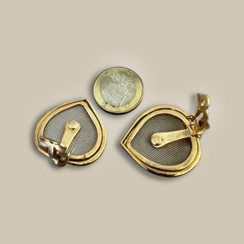 Boucles d’oreilles Clips couture vers 1980 Coeur Vintage Design Charme Cocktail