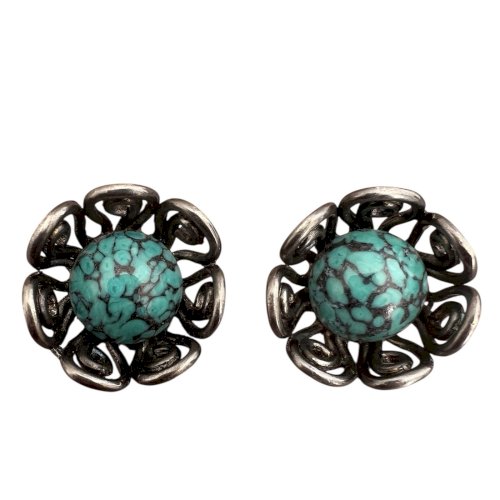 Boucles d’oreilles Clips  couture vers 1980 « scooter Paris métal noirci vintage