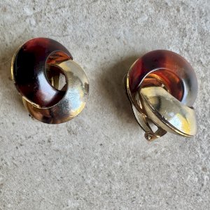 Couture Clip Earrings circa 1980 Two-Tone Twist Design Cocktail