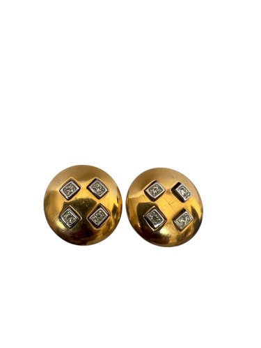 Boucles d’oreilles Clips couture vers 1980  Vintage Design Bicolor Cocktail Mode