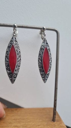 Boucles doreilles - clips en argent et corail