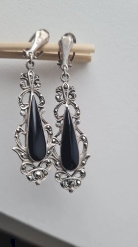 Boucles doreilles - clips en argent onyx et marcassites