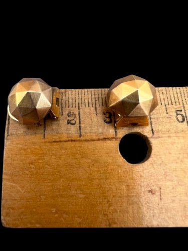 boucles d’oreilles clips Facettées Murat Plaqué Or 1930/1950 Vintage Authentique