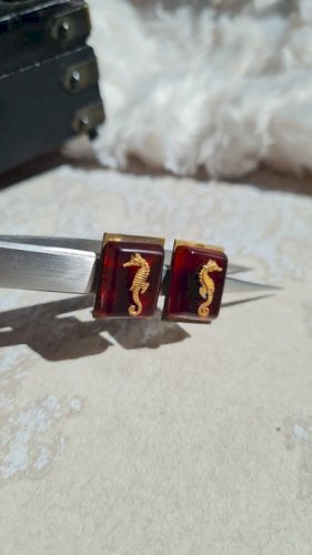 Boucles doreilles - clips Hippocampe - art déco - JHP - Jean Painlevé Paris