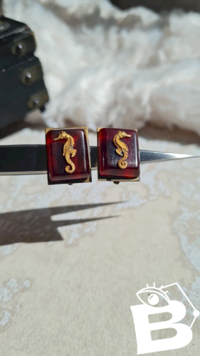 Boucles doreilles - clips Hippocampe - art déco - JHP - Jean Painlevé Paris