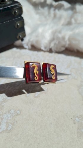 Boucles doreilles - clips Hippocampe - art déco - JHP - Jean Painlevé Paris