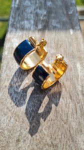 Boucles Doreilles -clips - Monet - clips chic bleu marine - vintage