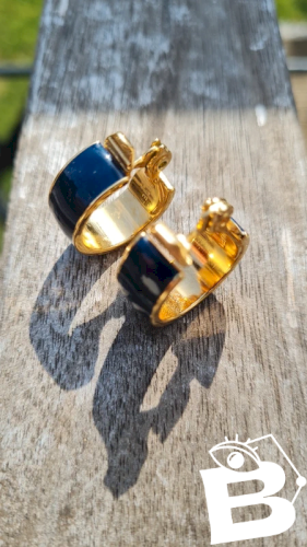 Boucles Doreilles -clips - Monet - clips chic bleu marine - vintage