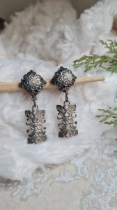 Earrings - articulated vintage clips in silver-plated metal