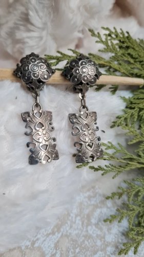 Boucles doreilles - clips vintage articulés en métal argenté