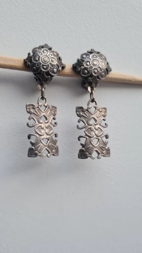 Boucles doreilles - clips vintage articulés en métal argenté