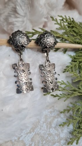 Boucles doreilles - clips vintage articulés en métal argenté