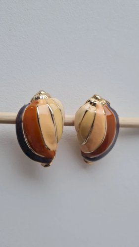 Boucles doreilles - clips vintage -coquillages émaillées