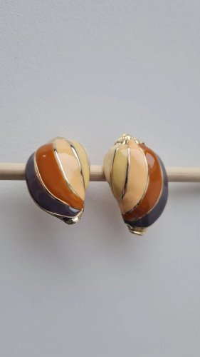 Boucles doreilles - clips vintage -coquillages émaillées