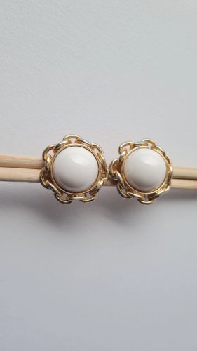 Boucles doreilles - clips vintage dorés et en porcelaine