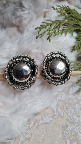 Boucles doreilles - clips vintage en métal argenté