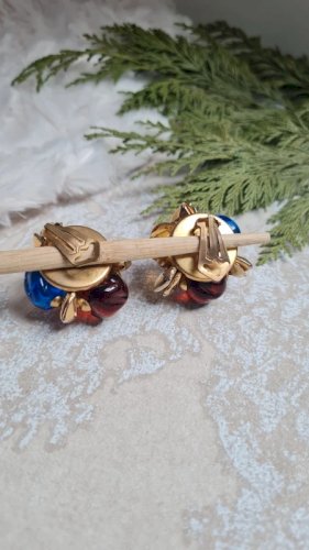 Boucles doreilles - clips vintage en verre