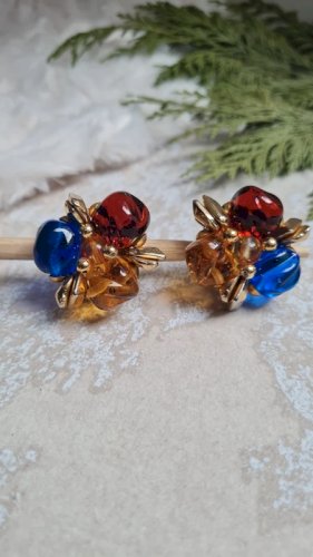 Boucles doreilles - clips vintage en verre